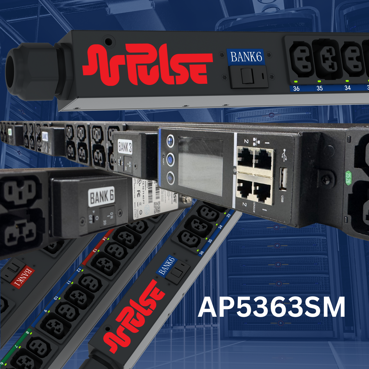 PULSE Advanced Smart rPDU AP5363SM Metered w Outlet Switching 34.56kW 415V 60A 3PH 0U