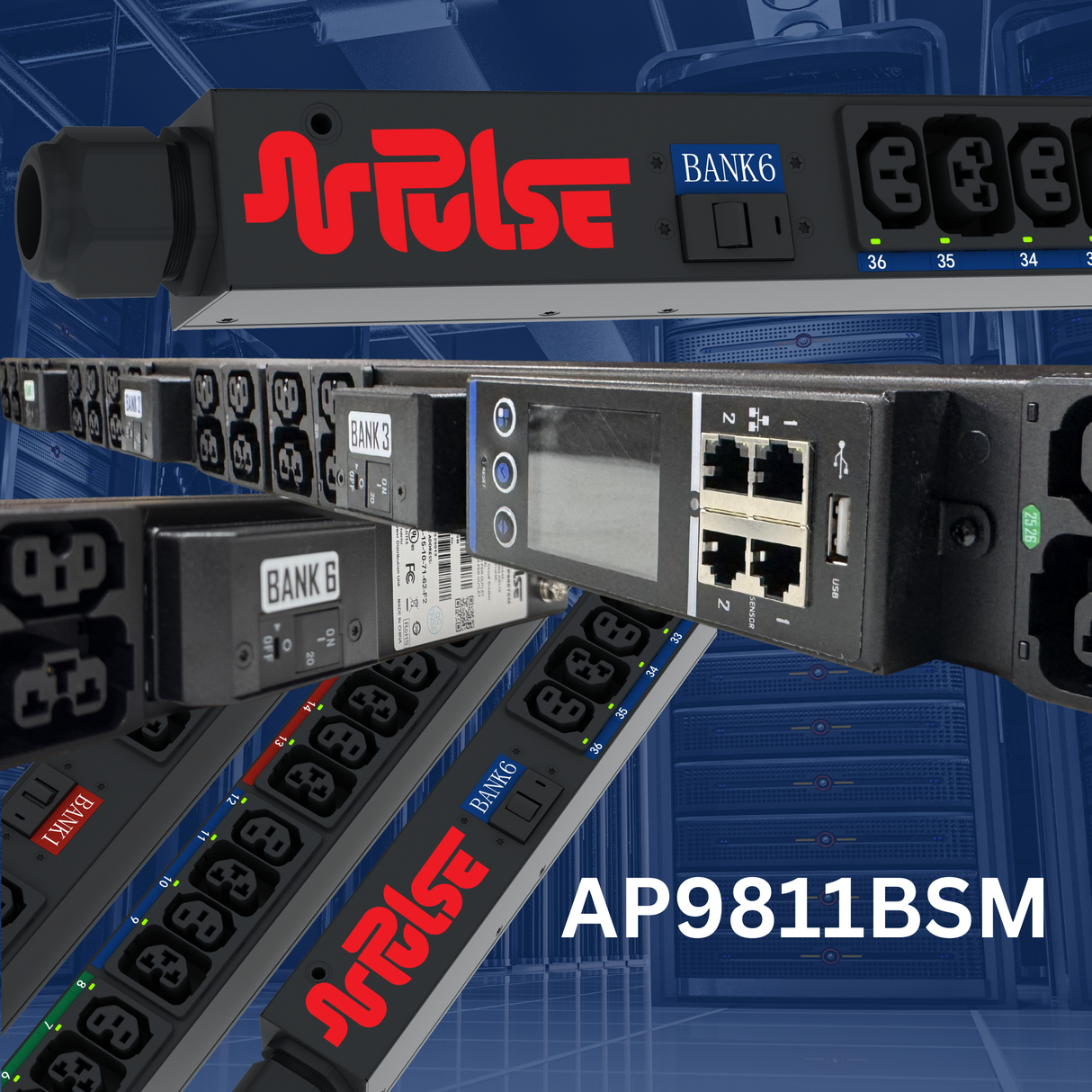 PULSE™ Advanced Smart rPDU AP 9811BSM Metered w Outlet Switching 5kW 208V 30A 2U