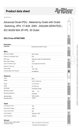 PULSE™ Advanced Smart rPDU AP 9867SM Metered w Outlet Switching 17kW 208V 60A 3PH 0U
