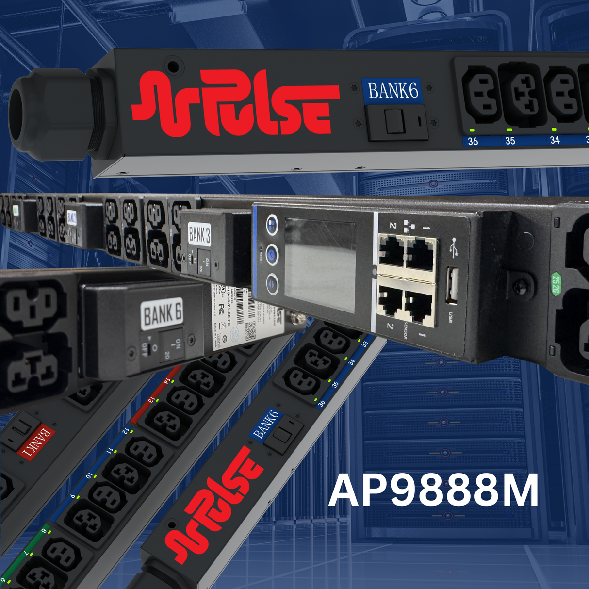 PULSE™ Advanced Smart rPDU P-AP 9888M Metered w Outlet Switching 23.0kW 208V 30A 3PH 0U
