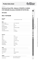 PULSE Advanced Smart rPDU AP5363M Metered 34.56kW 415V 60A 3PH 0U