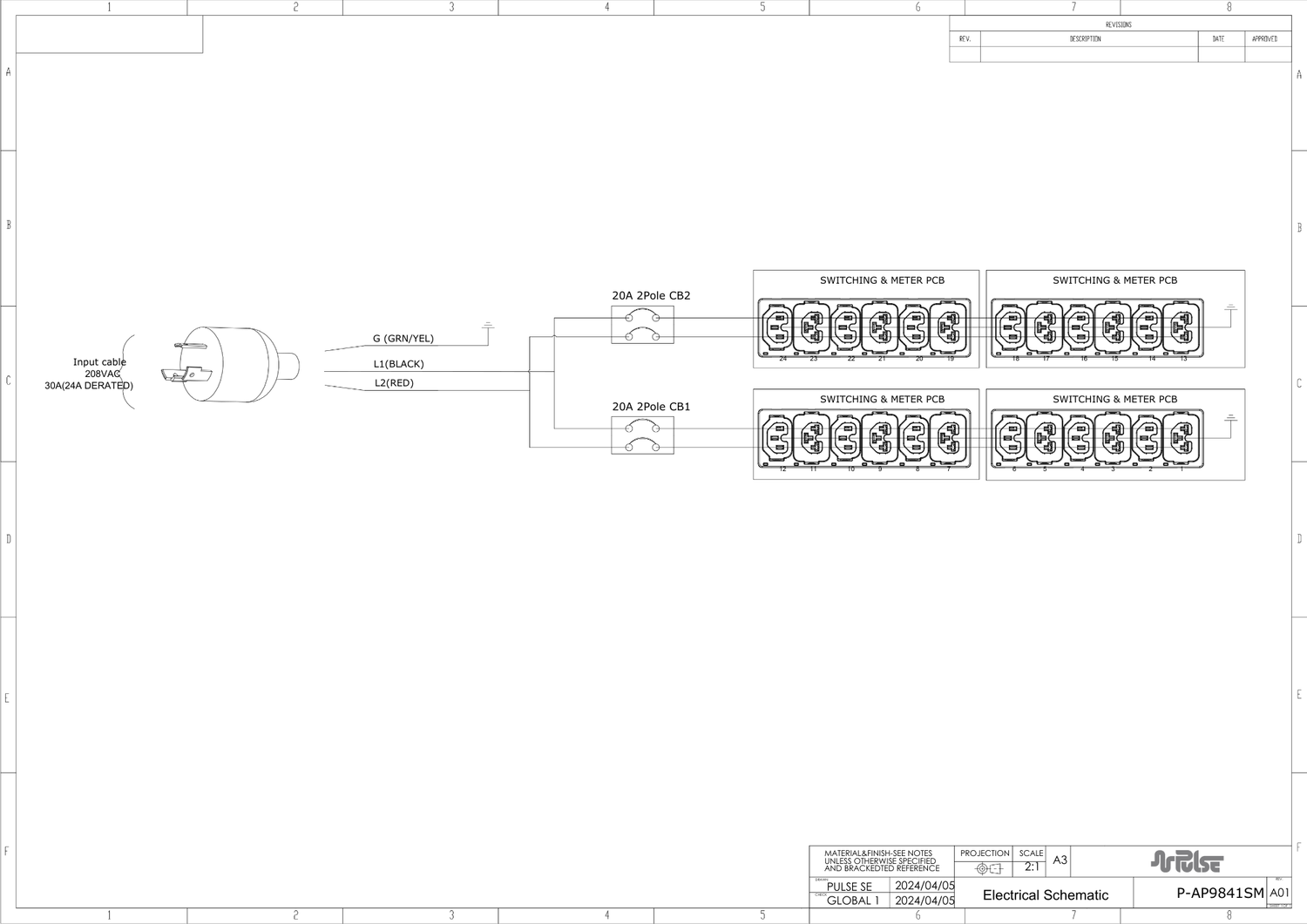 PULSE™ Advanced Smart rPDU AP 9841SM Metered w Outlet Switching 5kW 208V 30A 0U